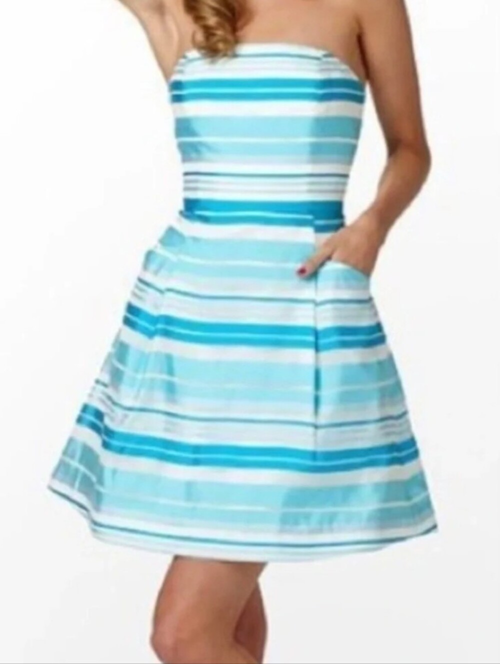 Lilly Pulitzer Blossom Dress in a turquoise and white stripe Size 8